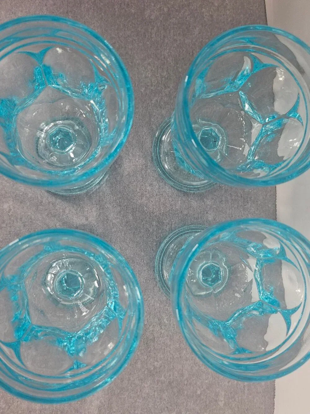 Rare Anchor Hocking Fairfield Light Ice Blue Water Wine Goblets 1970s Set of 4